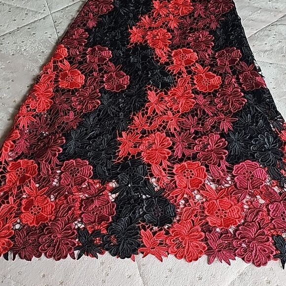 Revolve - BEBE Women's Floral Lace Slip Dress with A-line Silhouette Black Red 8 - Picture 5 of 11